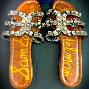 Sam Edelman Crystal Flat Sandals - very good condition, slight wear on soles.9